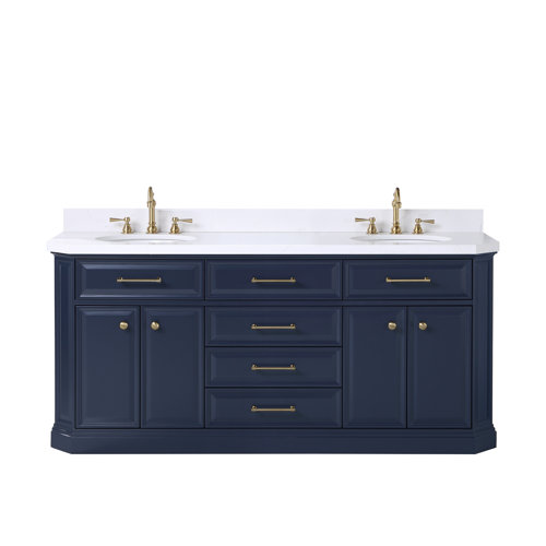 Water Creation Palace 72 In. Double Sink White Quartz Countertop Vanity